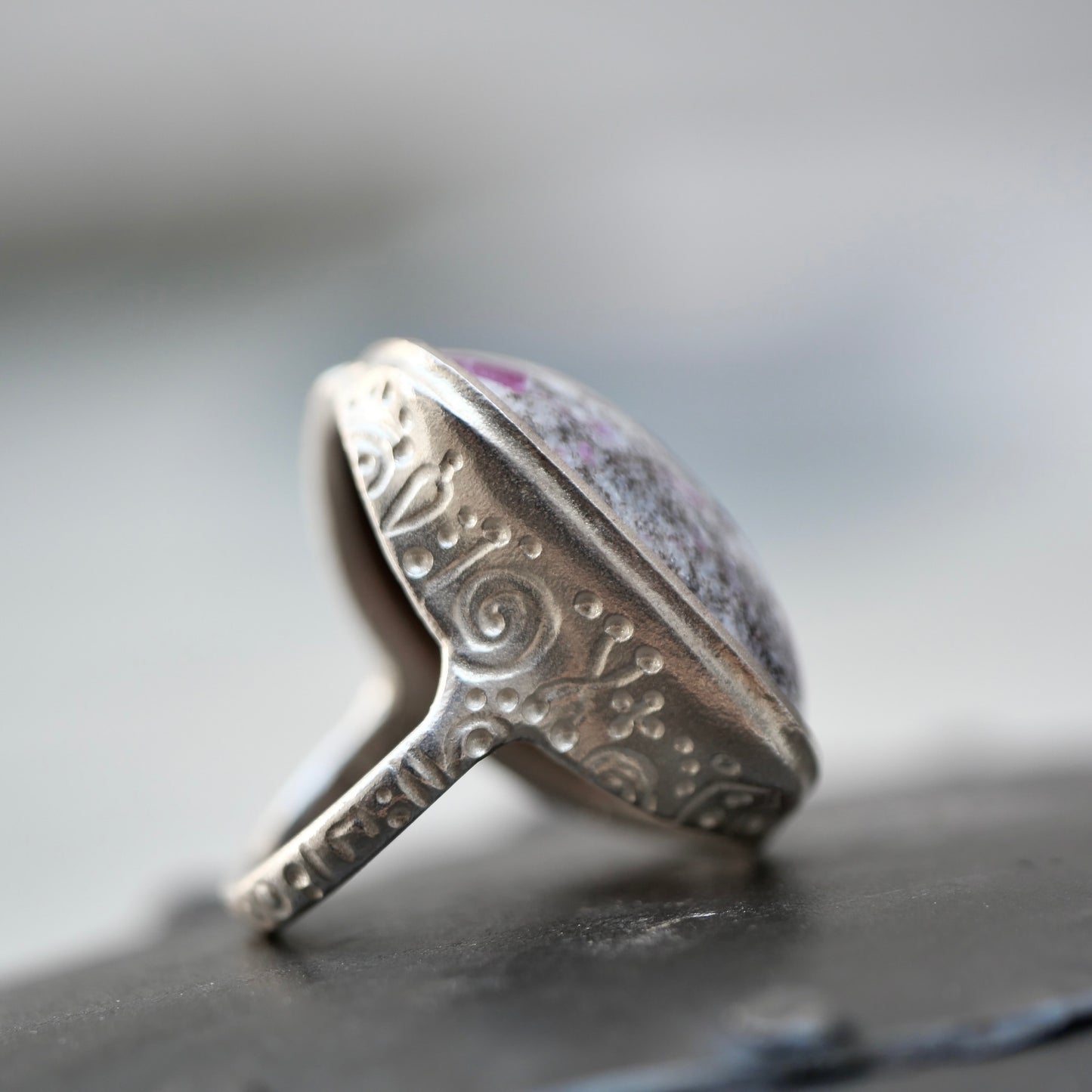 13. Ruby in Granite Silver Ring / R-89