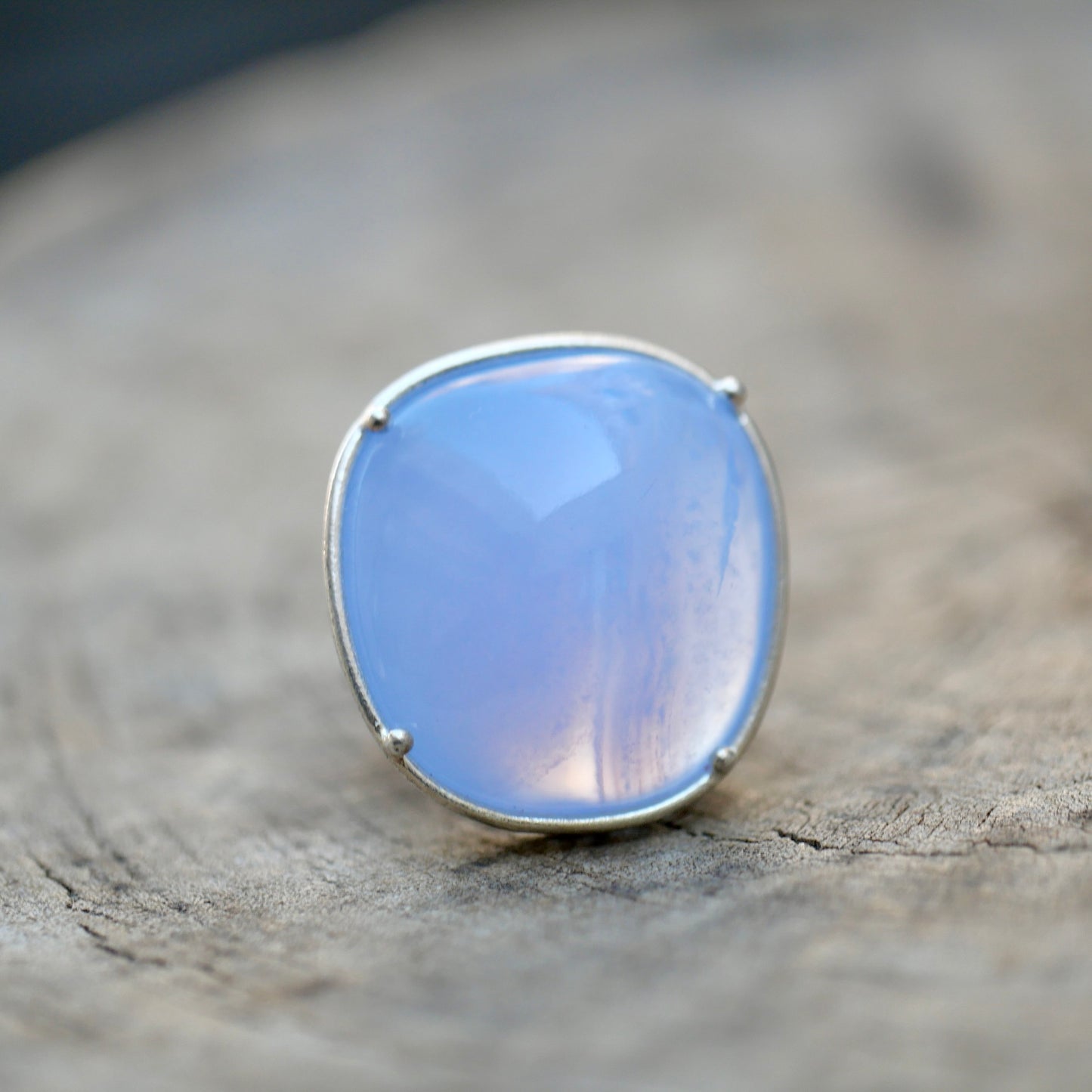 12. Bule Chalcedony Silver Ring / R-119