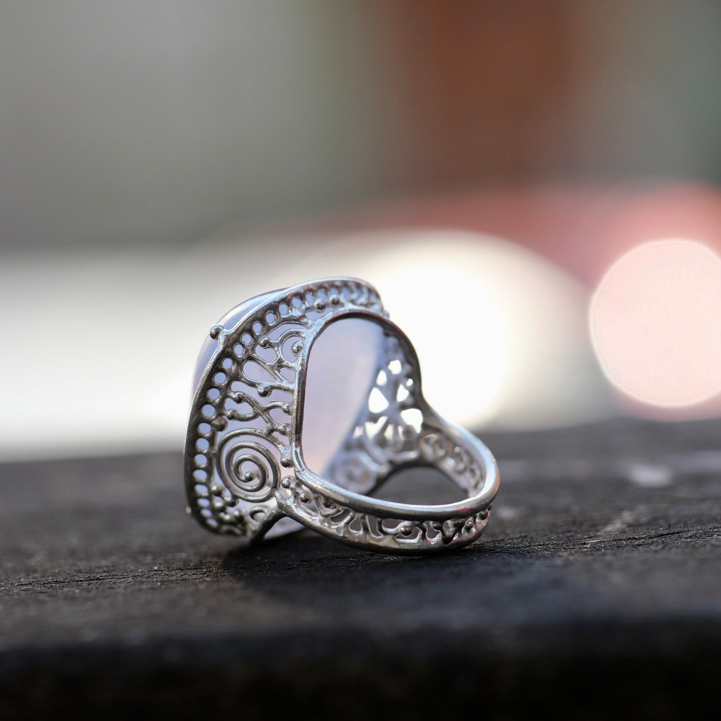 12. Bule Chalcedony Silver Ring / R-119