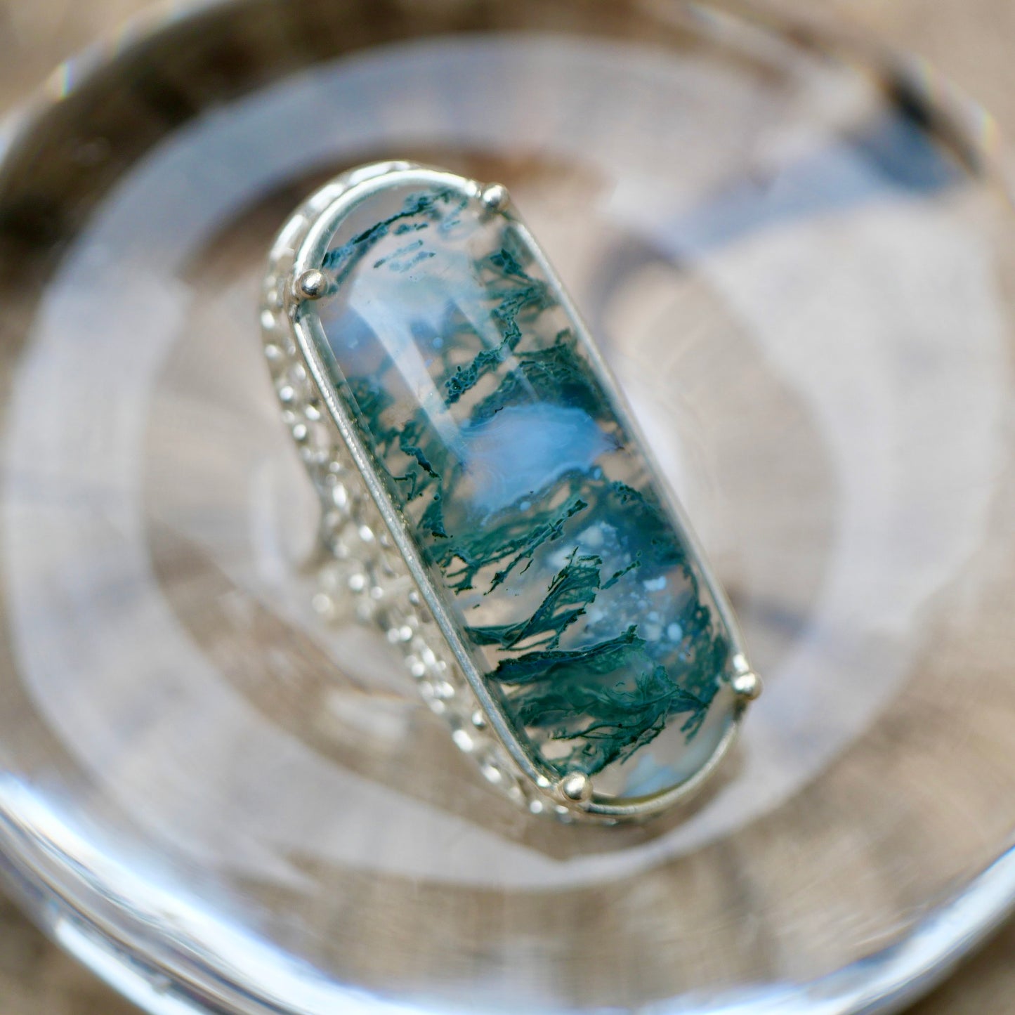 Moss Agate Silver Ring / 22R-461