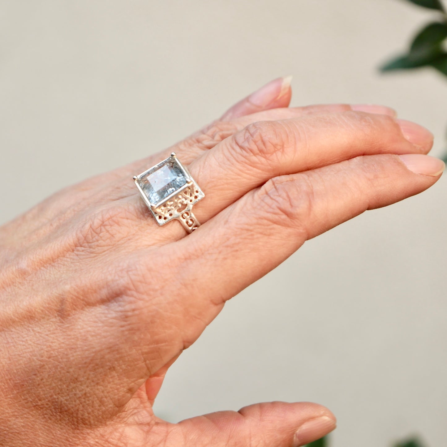 27. Black Rutile inclusions Silver RIng / 22R-494