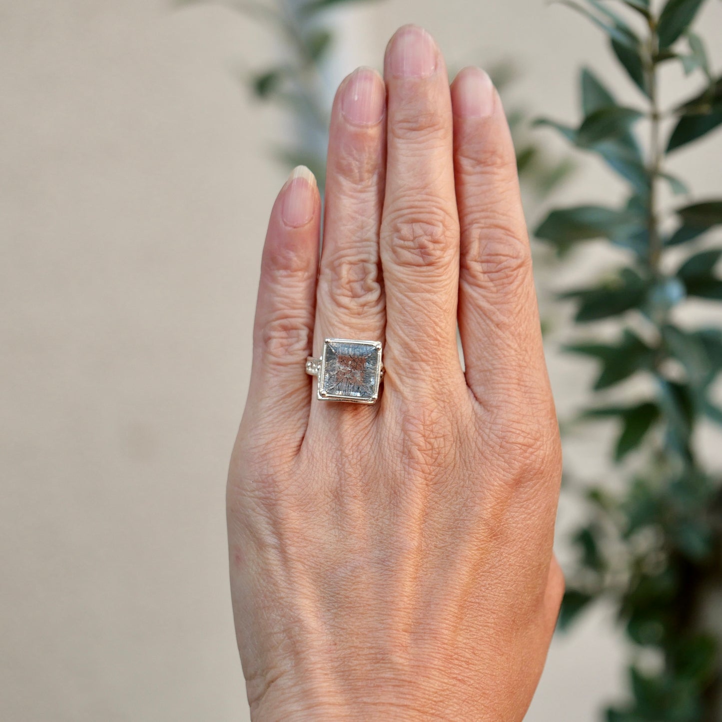 27. Black Rutile inclusions Silver RIng / 22R-494