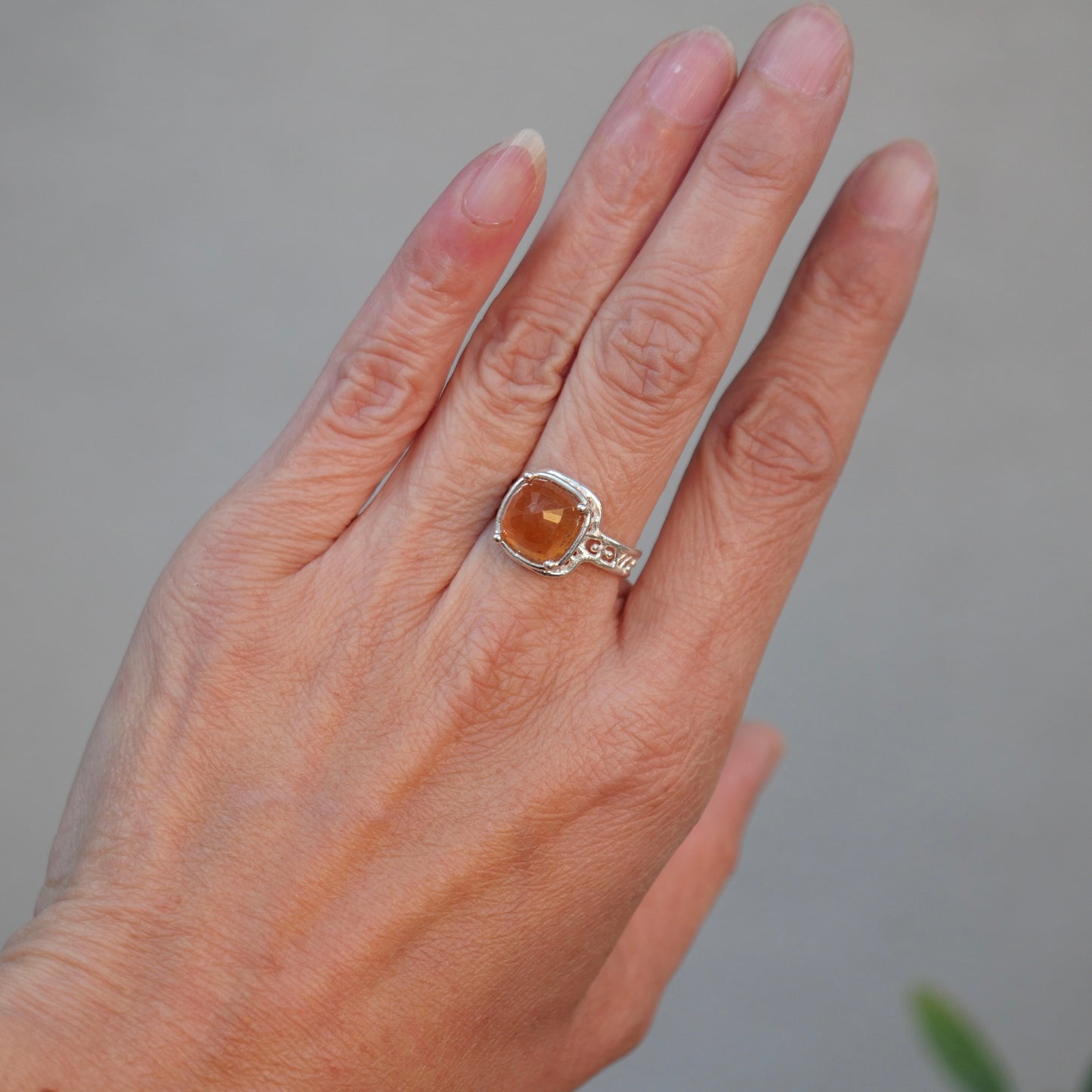 26. Orange Sapphire Silver Ring / 22R-487