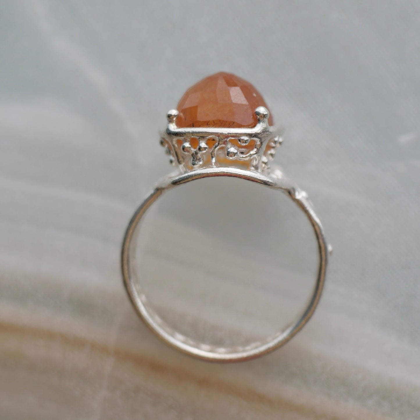 26. Orange Sapphire Silver Ring / 22R-487