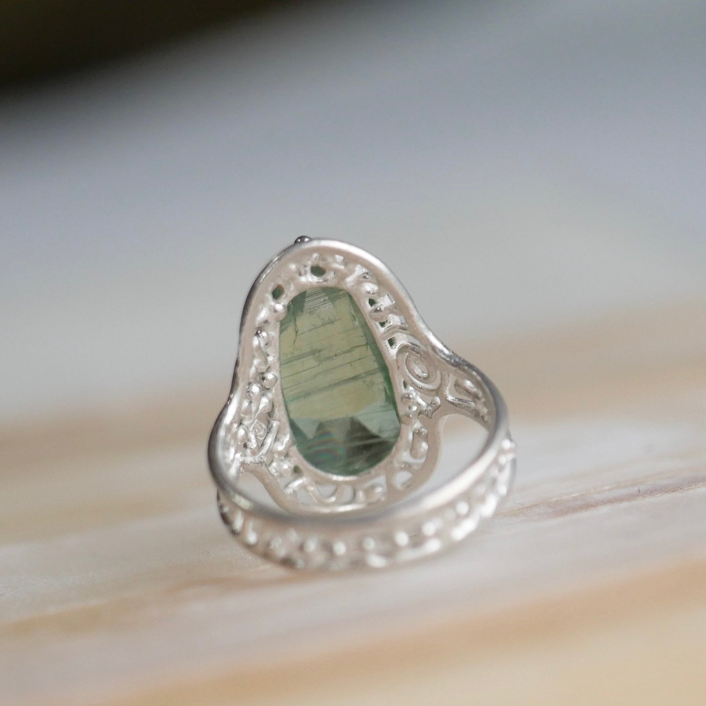 32. Green Kyanite Silver Ring / 23R-4