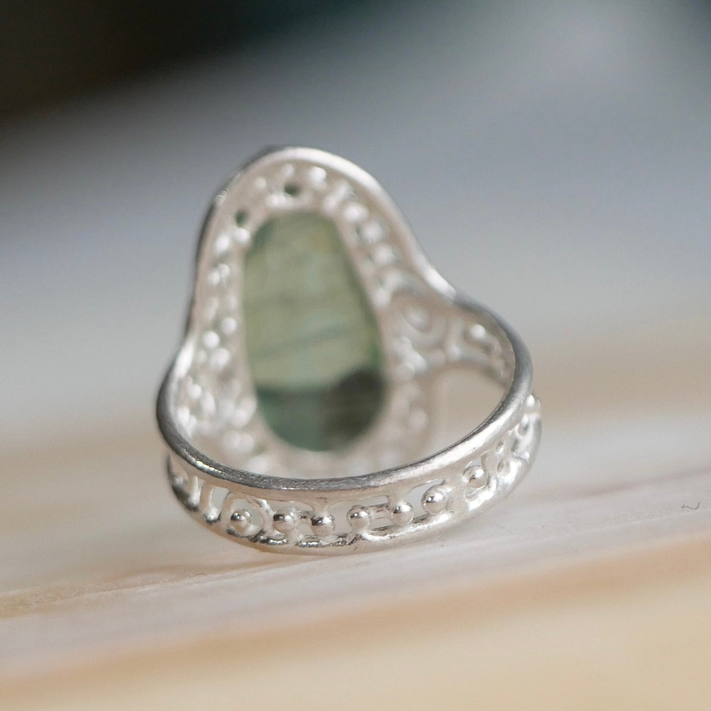 32. Green Kyanite Silver Ring / 23R-4