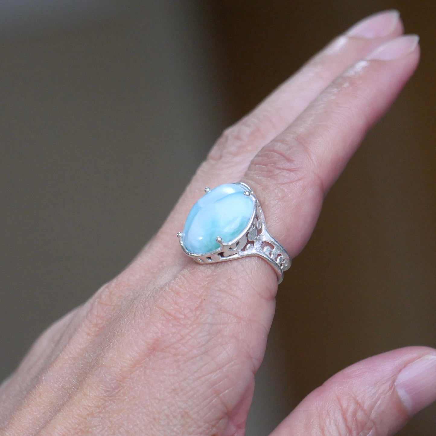 34. Larimar Silver Ring /23R-32