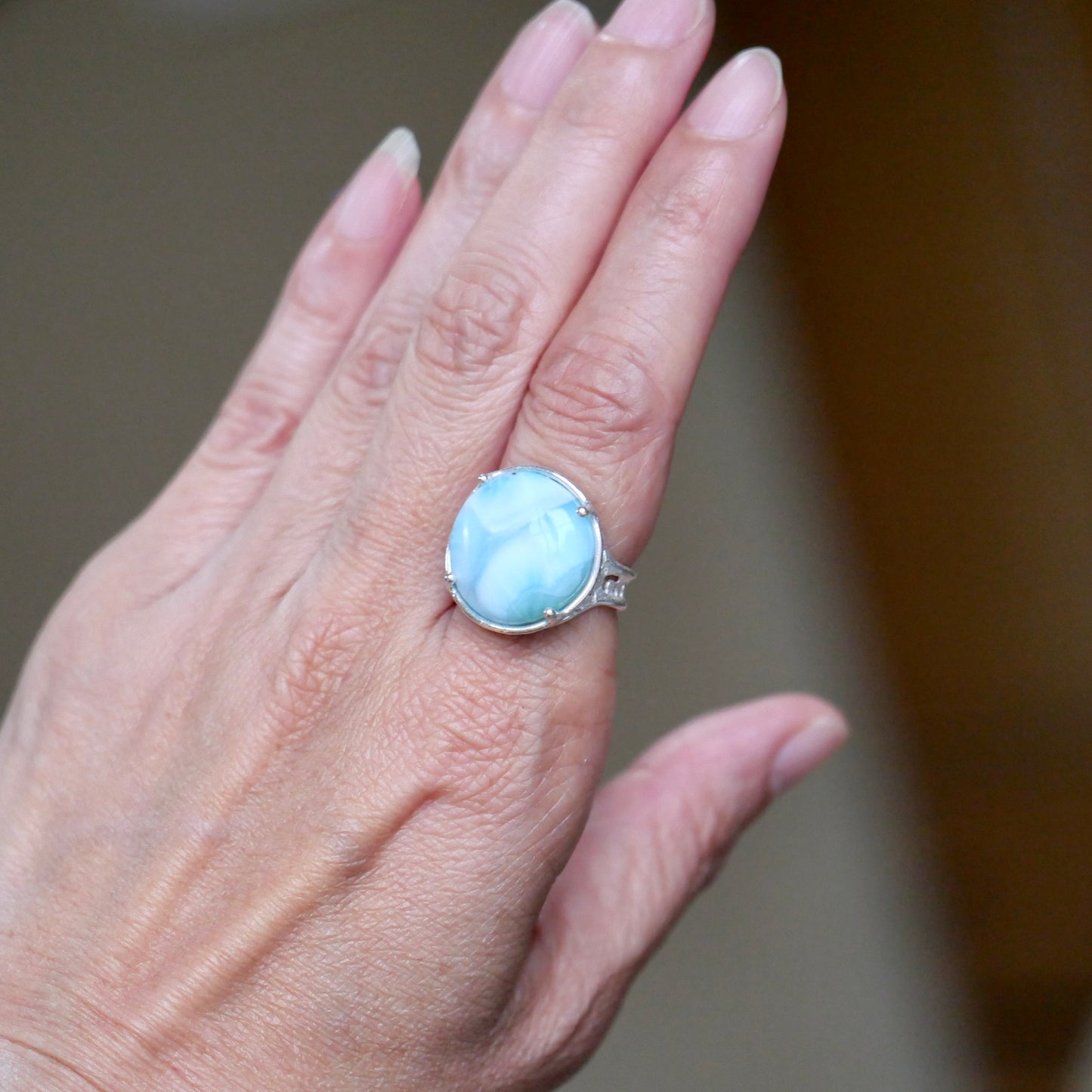 34. Larimar Silver Ring /23R-32