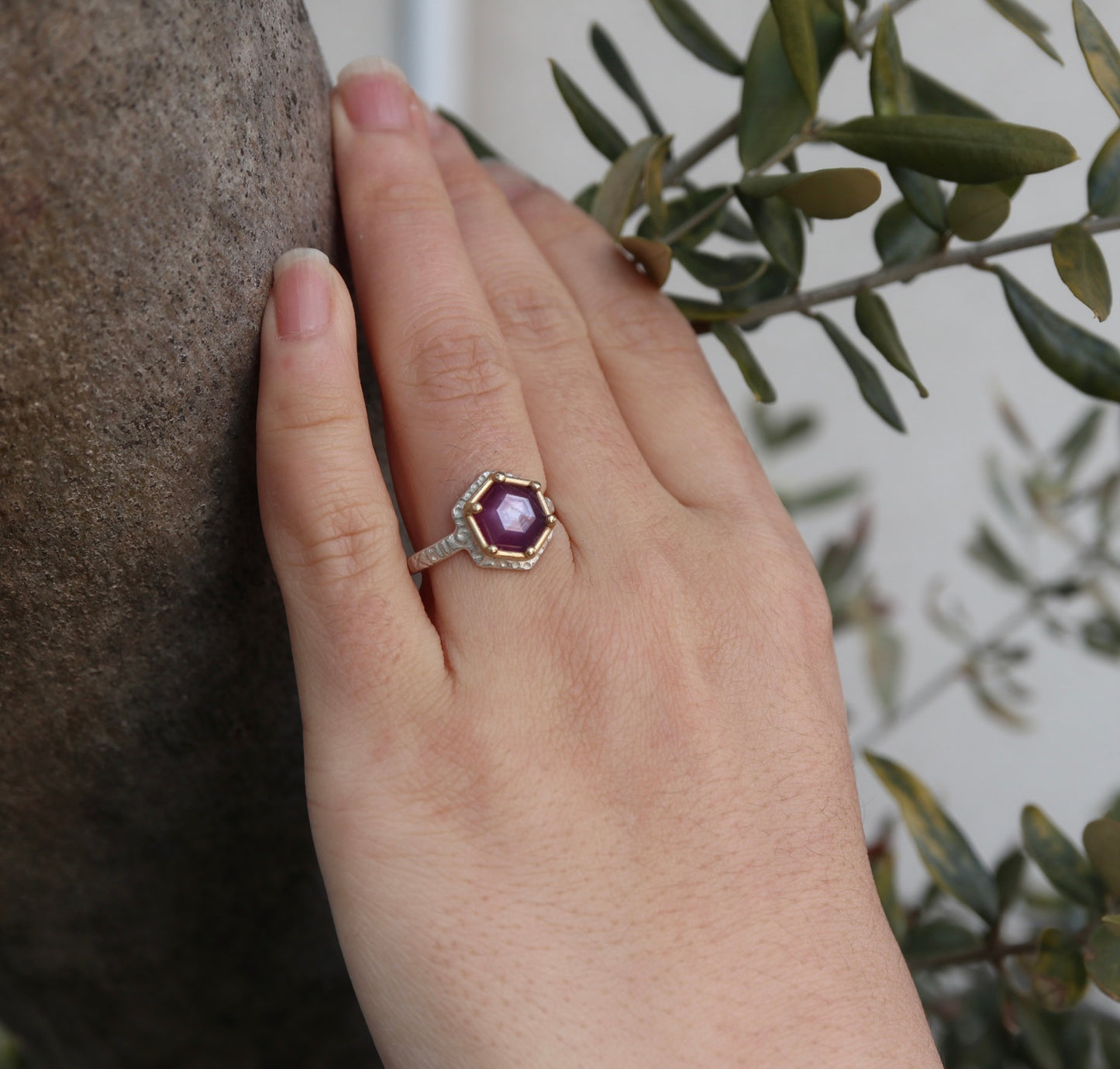 25. Ruby Corundum Silver Ring / 22R-584